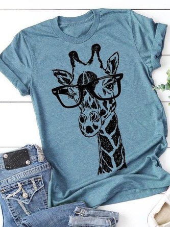 Giraffe Casual Short Sleeve T-Shirts & Tops