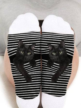 JFN Cute Cat Printed Casual Cotton Socks