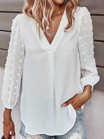 Long Sleeve Solid Casual Blouse