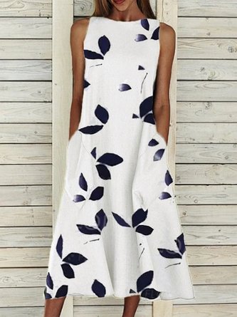 Elegant Cotton-Blend A-Line Weaving Dress