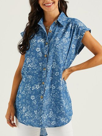 Floral Printed Casual Short Sleeve Shirts & Tops