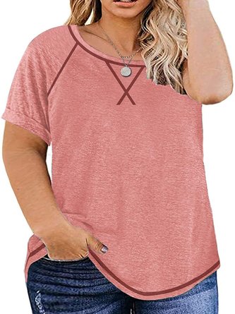 Short Sleeve Cotton Color-Block Casual Shirts & Tops