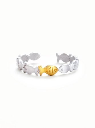 JFN Golden Fish Ring Opening Design Sweet & Cute Alloy Ring
