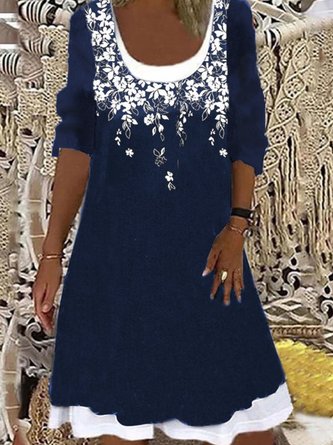 Long Sleeve Cotton-Blend Casual Dresses