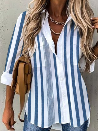JFN women's Stripes Long Sleeve casual loose shirts