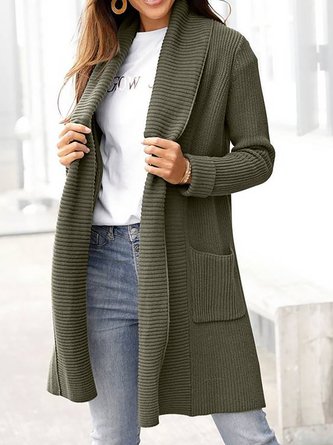 Green Casual Solid Color Long Sleeve Sweater Sweater coat