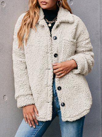 Fleece Cashmere Long Sleeve Trench Women Winter Coats 