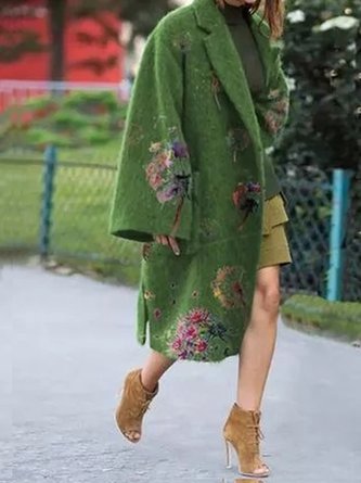 Long Sleeve Casual Lapel Floral Outerwear