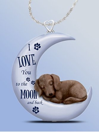 JFN  English Alphabet Moon Dog Necklace