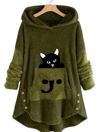 Hooded Casual Cat Sweatshirt