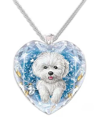 JFN  Crystal Animal Dog  Necklace