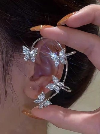 JFN  Alloy Rhinestone Butterfly Cuff Earrings  