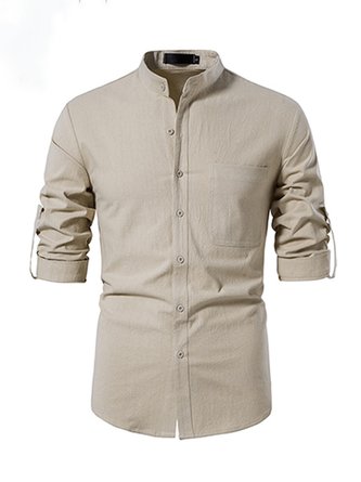 Men's Plain Linen Button Casual Shirt