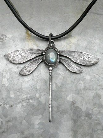 JFN Vintage Dragonfly Moonstone Necklace