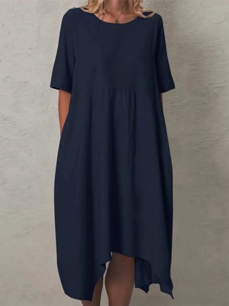 Ruched Short Sleeve Woven Dress