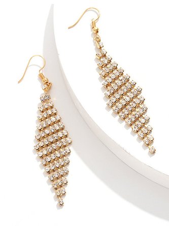 Fashion Super Flash Zircon Tassel Braided Earrings Dress Jewelry