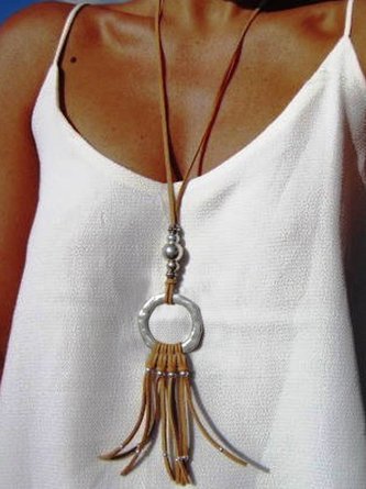 JFN  Beach Ethnic Versatile Leather Rope Long Necklace