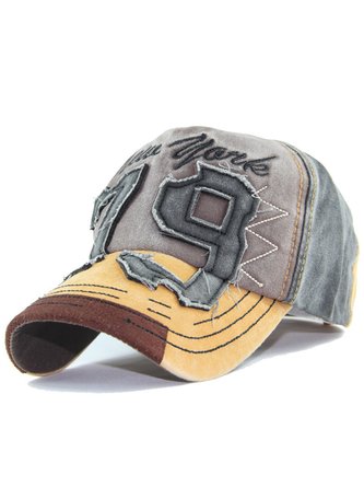 JFN Men's Colorblock Washed Distressed Three-dimensional Embroidered Baseball Cap