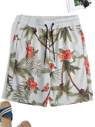 Casual Style Hawaiian Plants Floral Leaves Men's Shorts