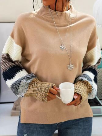 Color Block Casual Long Sleeve Sweater