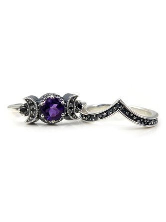 JFN Moon Goddess Purple Crystal Multilayer Ring