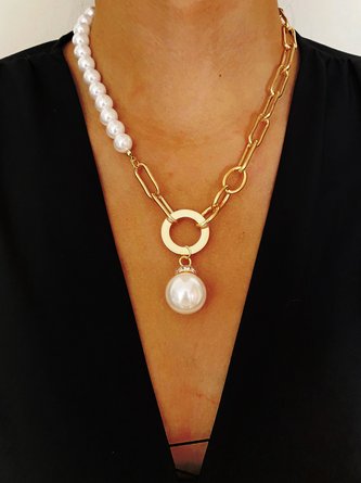 JFN Baroque Pearl Chain Pendant Necklace