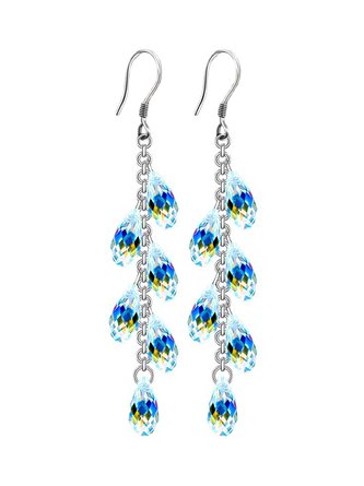 AB Color Long Waterdrop Tassel Earrings Dresses Jewel