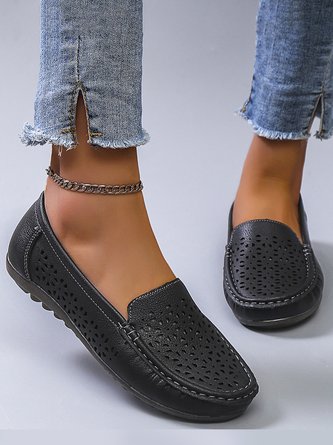JFN Casual Cutout Soft Sole Leather Loafers
