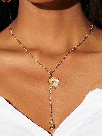 JFN Pearl Leaf Long Necklace Dress Jewelry