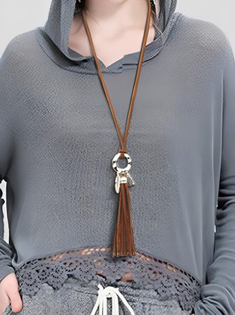 JFN Beach Ethnic Versatile Leather Rope Long Necklace