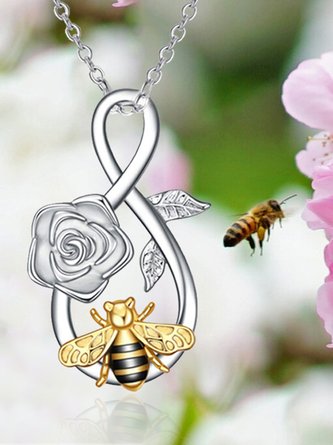 Personality Infinity Symbol Love Rose Bee Necklace