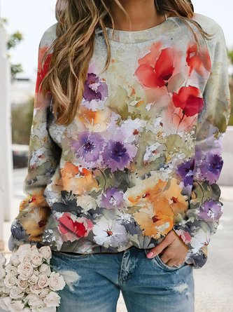 JFN Floral Print Long Sleeves Sweatshirts