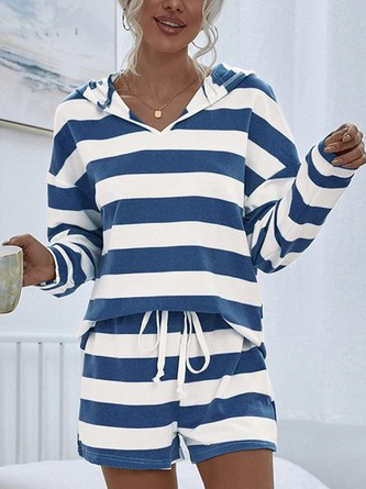 JFN Casual Color Block Striped Two-Piece Set