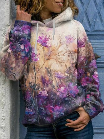 Casual Hoodie Floral Sweatshirt