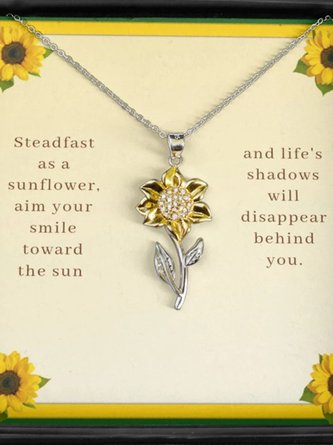 Casual Diamond Sunflower Necklace Mother's Day Valentine's Day Thanksgiving Graduation Season Gift