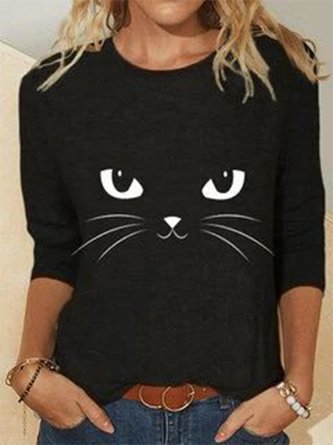 Cat Regular Fit Crew Neck T-Shirt