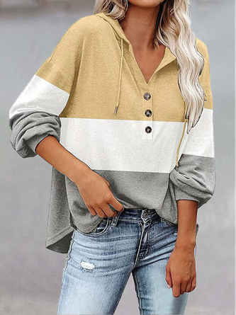 Cotton-Blend Casual Geometric Sweatshirts
