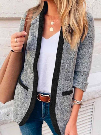 Casual Cross Neck Color Block Other Coat