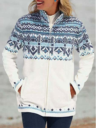 Ethnic Shawl Collar Casual Sweatshirt