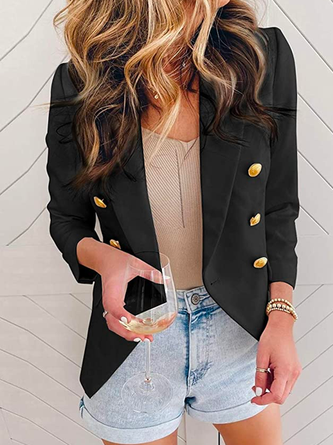 Casual Pocketed Office Blazer Draped Open Front Cardigans Jacket Work Suit