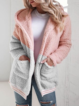 Casual Plain Plush Thick Warm Coat