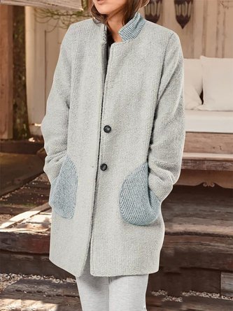 Plain lapel, simple woolen coat Cardigan