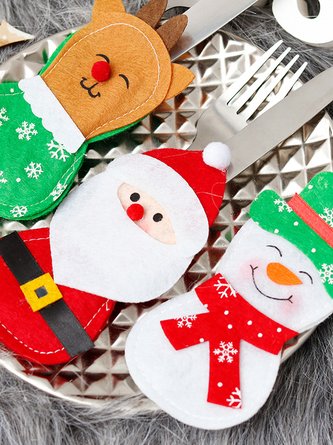 Christmas Snowman Santa Elk Pattern Cutlery Protector Placemat Decoration Festive Party Decorations
