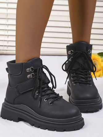 Stylish Studded Platform Lace-Up Outdoor Boots