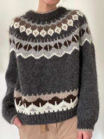 Wool/Knitting Boho Stand Collar Sweater
