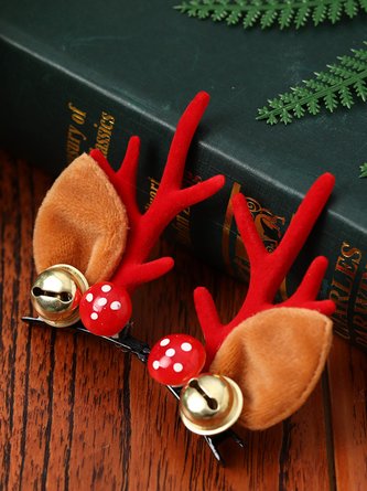 Christmas Plush Elk Antler Pattern Hair Clips Hair Accessories Christmas Party Decorations