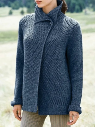 Shawl Collar Wool/Knitting Plain Sweater Coat