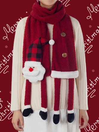 Christmas 3D Red Santa Claus Pattern Scarf Holiday Party Scarf Autumn Winter Warmth