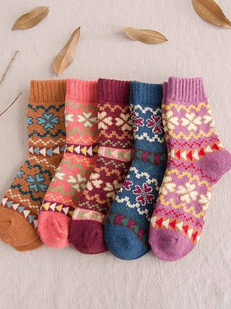 1pcs Ethnic Rabbit Wool Heart Pattern Socks Sets Thickened Warm Accessories