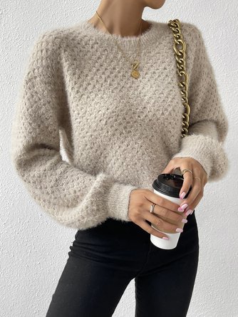 Plain Casual Wool/Knitting Regular Fit Sweater